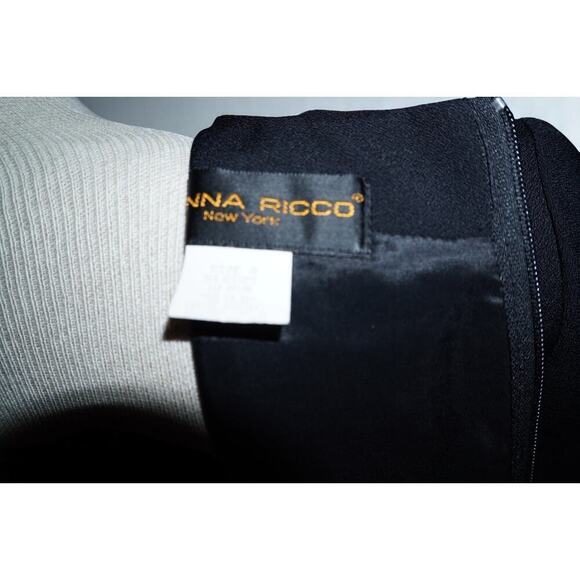 Vintage Donna Ricco Black Midi Dress Size 8 USA Made | 80s 90s Keyhole Neck - Picture 9 of 10